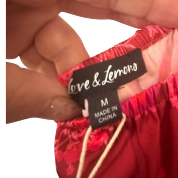 For Love & Lemons Red Alia Sultry Swing Seductive Dress Size Med NWT Floral - Picture 7 of 10